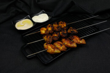 Chicken Wings on Black Background