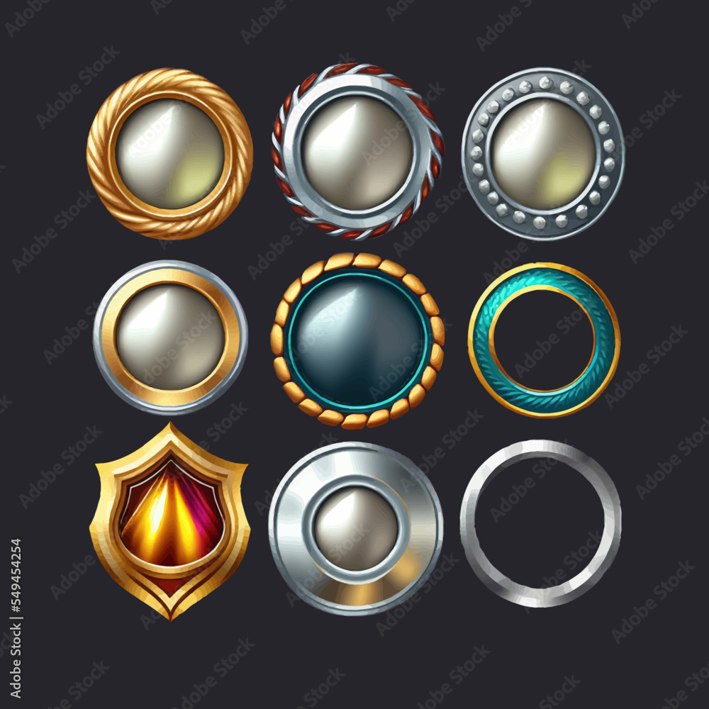 Aufkleber rank circle frames, ui game borders evolution frames for rpg game avatars, game ui ux modern element
