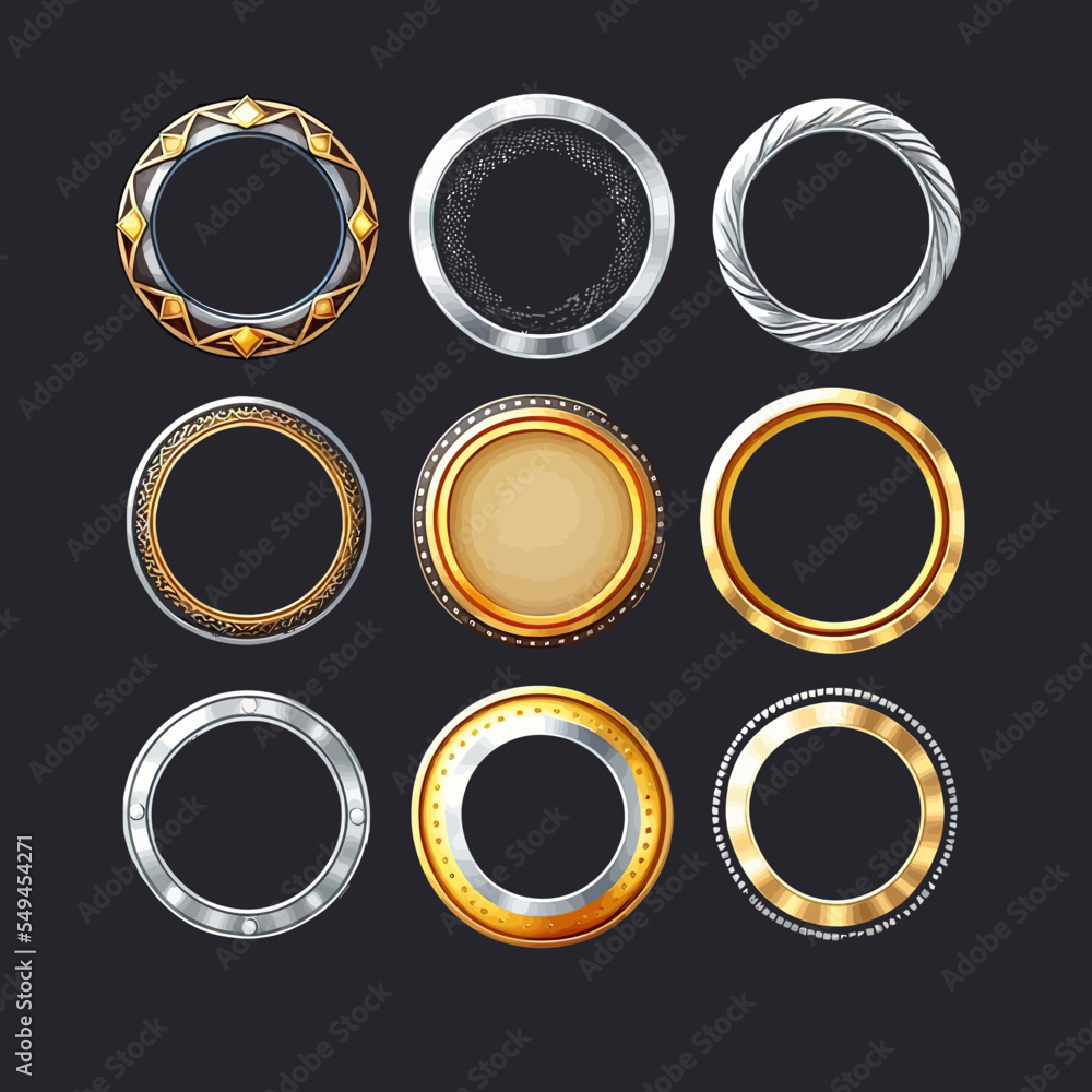 Poster rank circle frames, ui game borders evolution frames for rpg game avatars, game ui ux modern element