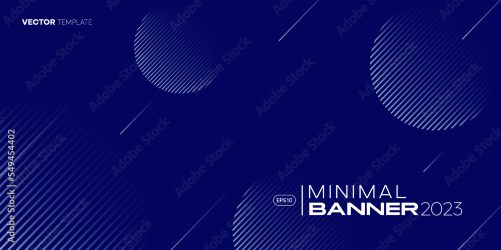Poster a minimal blue banner with round lines pattern gradient. vector template, 2023