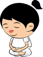 cartoon of woman meditation