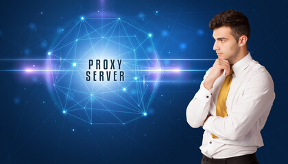 businessman thinking about security concept