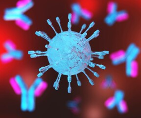 Close-up virus against the background , infection with a new strain, infectious bacterium, 3D rendering
