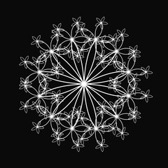 Elegant Fractal pattern, Sacred Geometry, Mysterious mandala pattern, icon, profile image,black, white, monotone