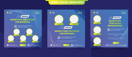Online webinar and digital marketing banner for social media post flyer template