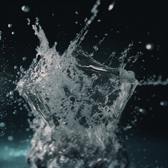 water splash closeup shot with bubbles, drops, foam & splatter 3D illustration