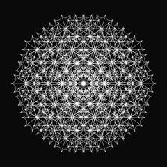 Elegant Fractal pattern, Sacred Geometry, Mysterious mandala pattern, icon, profile image,black, white, monotone