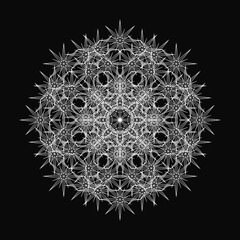 Elegant Fractal pattern, Sacred Geometry, Mysterious mandala pattern, icon, profile image,black, white, monotone