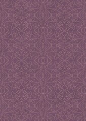 Hand-drawn abstract seamless ornament. Pale pink on a purple background. Paper texture. Digital artwork, A4. (pattern: p02-1e)