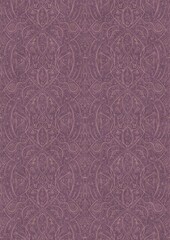Hand-drawn abstract seamless ornament. Pale pink on a purple background. Paper texture. Digital artwork, A4. (pattern: p08-2e)