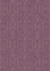 Hand-drawn abstract seamless ornament. Pale pink on a purple background. Paper texture. Digital artwork, A4. (pattern: p09e)