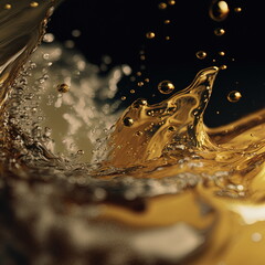 elegant gold splash liquid with bubbles in motion reflecting elegance and luxury 3D illustration  