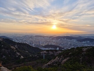 sunset over the mountains