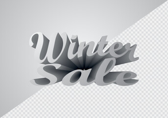 Winter Sale lettering for poster or social media ads. 3D Design element. İsolated background