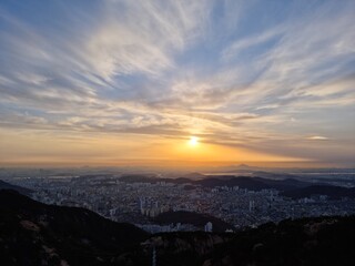 sunset over the mountains