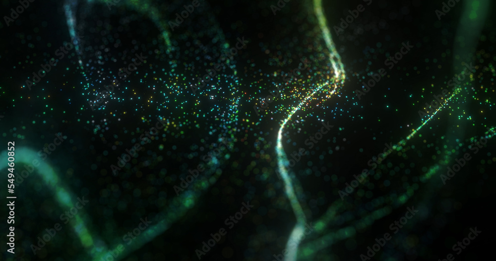 Aufkleber green particles, abstract background. small dots wit hdepth of field, bokeh effect.