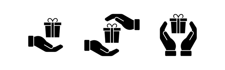 Vector illustration of Gift in hand icon set isolated