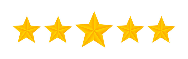 Vector illustration of Golden 5 Star rating icon isolated