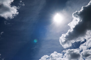 Summer blue sky cloud gradient light white background. Beauty clear cloudy in sunshine calm bright winter air bacground. Gloomy vivid cyan landscape in environment day horizon skyline view spring wind