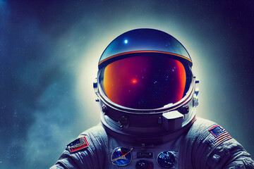Astronaut exploring outer space. Cosmonaut in spacesuit.