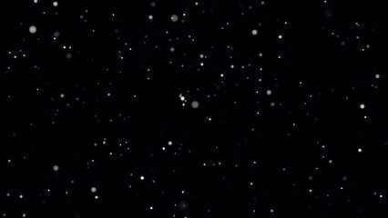 Snowstorm texture. Bokeh lights on black background, shot of flying snowflakes in the air