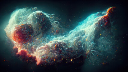 Multicolor Nebula. Background. AI render.