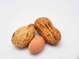 Dry peanuts. Isolated on white background