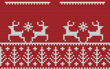Fototapeta na wymiar Knitting pattern Christmas card. merry Christmas and happy winter days vector poster