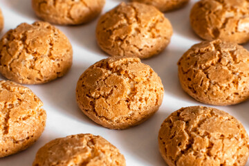 appetizing homemade cracked amaretti cookies pastries close-up