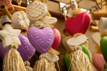 Soaps like heart in various colors