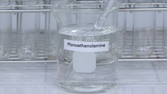 Monoethanolamine in glass, chemical in the laboratory and industry