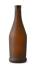 Front view of empty matt brown glass bottle