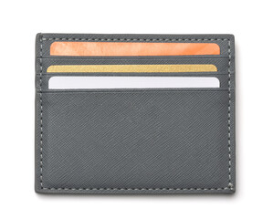 Front view of gray plastic card holder