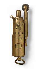 antique sailor's storm / tempest lighter made of brass, isolated graphic design element, subtle...
