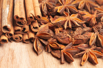 Cinnamon sticks and anise star