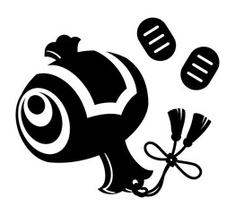 打ち出の小槌と小判のシルエット素材