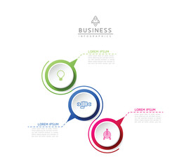 Fototapeta premium Circular Connection Steps business Infographic Template with 3 Element