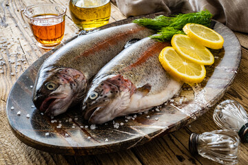 Fresh trouts prepared to roast
