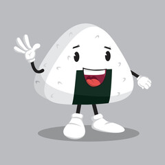 Kawaii Onigiri Mascot with Different Emotions set in Cartoon Style Vector. Funny Character. Figure Ilustration. Character Emoji. Cartoon Emoticon.