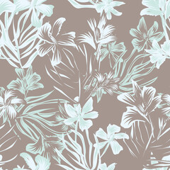 Oriental Floral Seamless Pattern Design Background