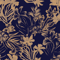 Oriental Floral Seamless Pattern Design Background