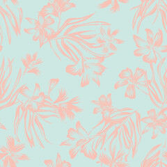 Fototapeta na wymiar Oriental Floral Seamless Pattern Design Background