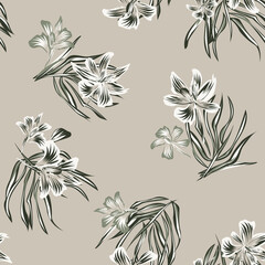 Oriental Floral Seamless Pattern Design Background