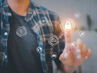 VPN network security internet privacy encryption concept.Internet network security.digital padlock with data protection.Data protection privacy concept.