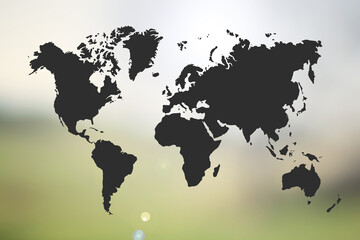 world map and defocused background