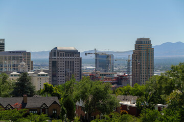 Salt Lake City downtown overview in the morning from Capitol Hill. High-quality photo