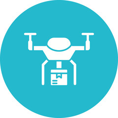 Drone Delivery Multicolor Circle Glyph Inverted Icon