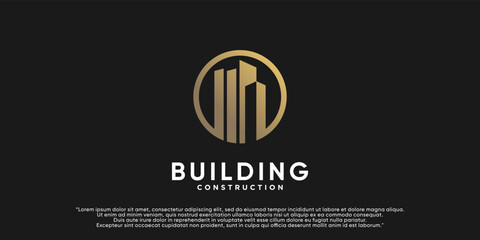 Obraz premium Building logo design illustration for business construction with creative concept Premium Vector