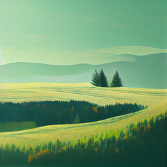 A illustration of a autumn landscape