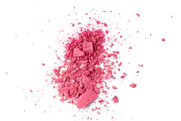 Abstract crush pink blush powder or eye shodow on white background
